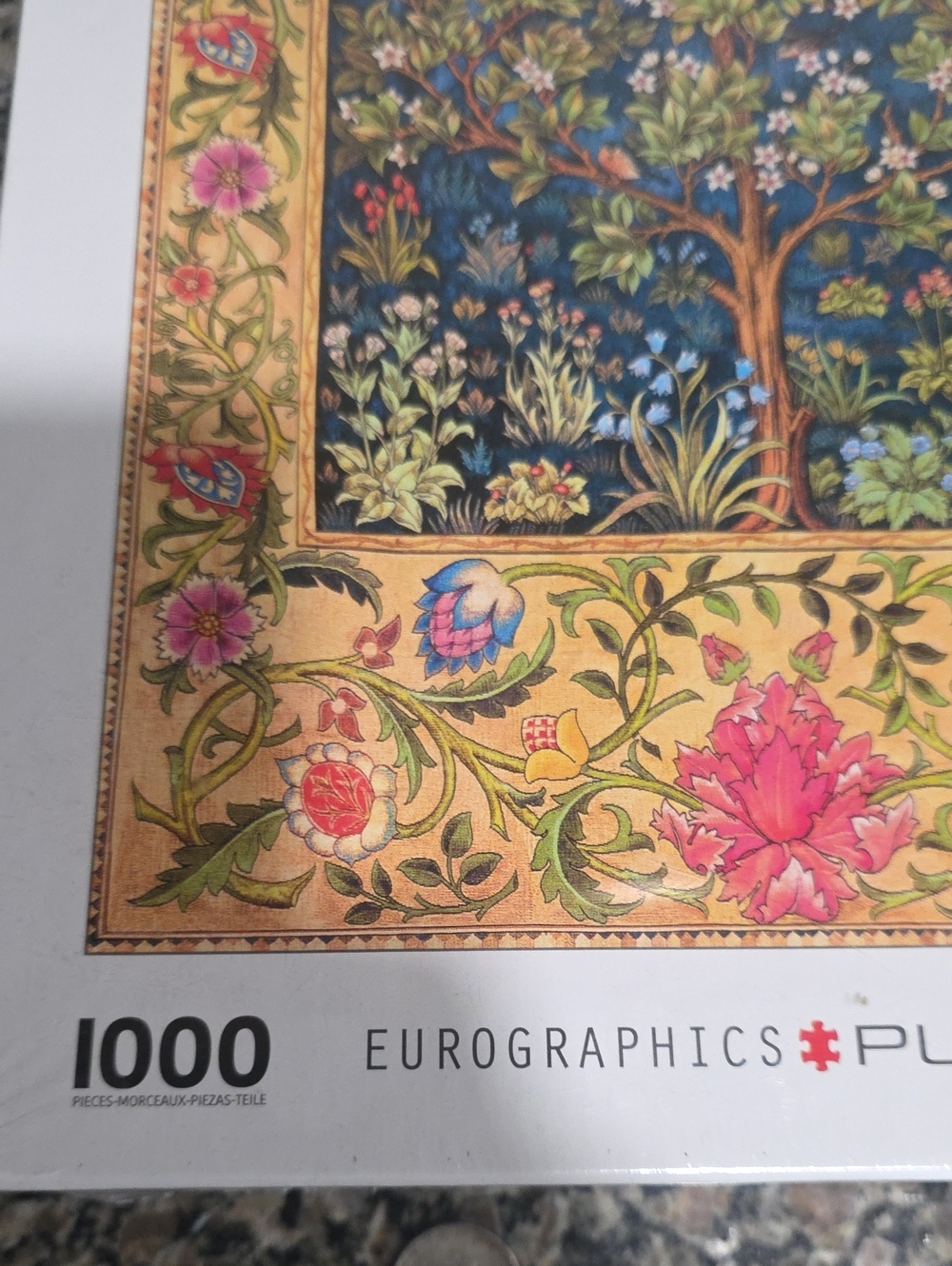 New Sealed In Box William Morris Tree of Life Art Puzzle - Blue, Green & Gold - Picture 2 of 3